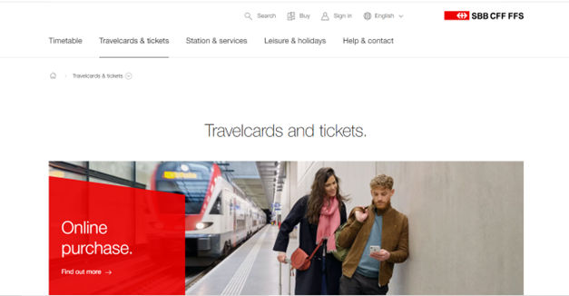 Screenshot of Swiss Federal Railways Page